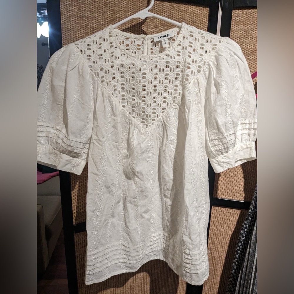 Express White Eyelet Blouse